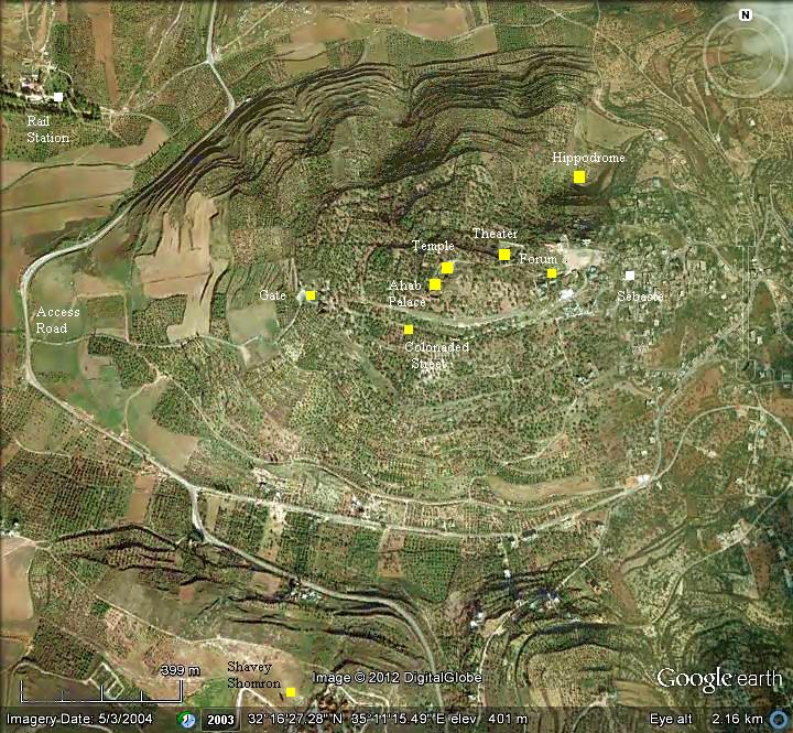 Annotated Satellite Image (google) of Samaria-Sebasten